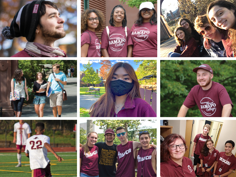 Image grid of students on campus