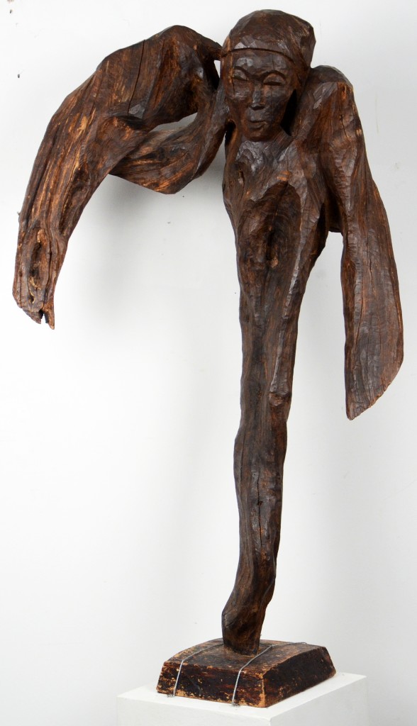 André Dimanche, Haiti, <em>Fallen Angel</em>, 1970, carved wood, Rodman Collection, Ramapo College of New Jersey