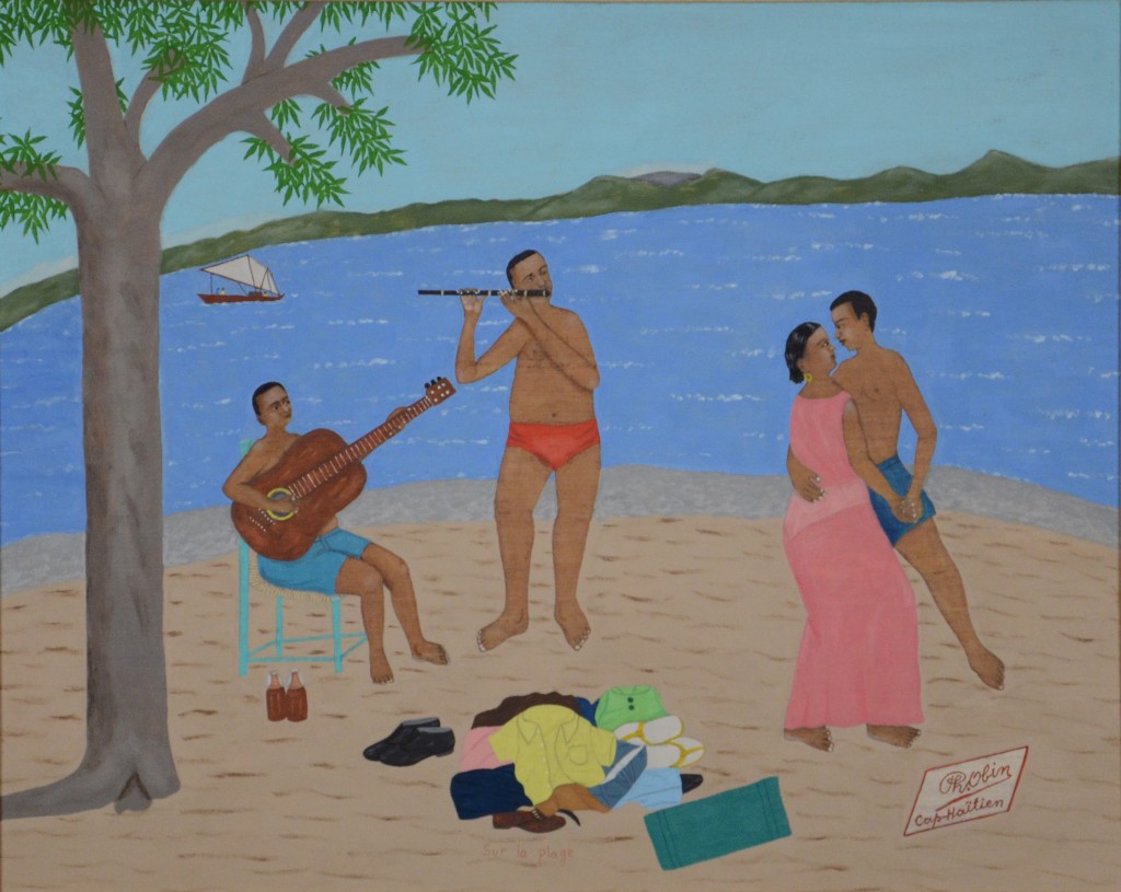 Philomé Obin, Haiti, <em>On The Beach</em>, n.d., oil on board, Rodman Collection, Ramapo College of New Jersey, gift of Janet Feldman