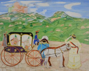 Senêque Obin, Haiti, Christophe, Family and Citadel, 1960, oil on board, Rodman Collection, Ramapo College of New Jersey