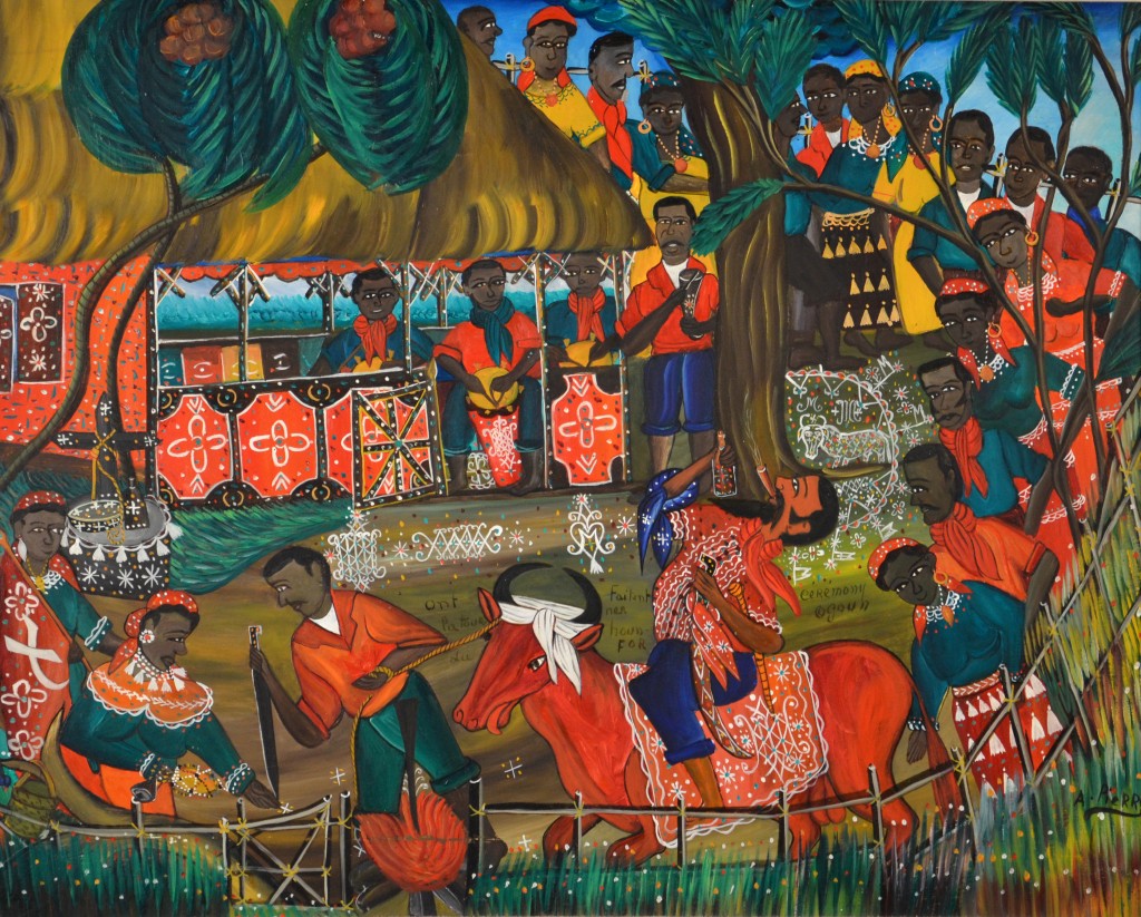 André Pierre, Haiti, <em>Ceremony Ogoun</em>, n.d., oil on canvas, Rodman Collection, Ramapo College of New Jersey