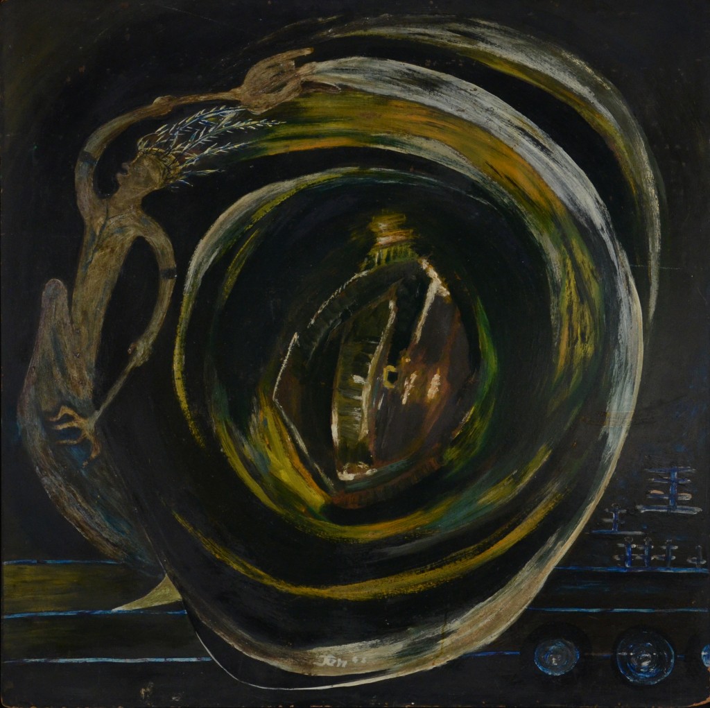 Jon Serl, USA, <em>Valhalla</em>, 1963, oil on board, Rodman Collection, Ramapo College of New Jersey, gift of Randall Morris