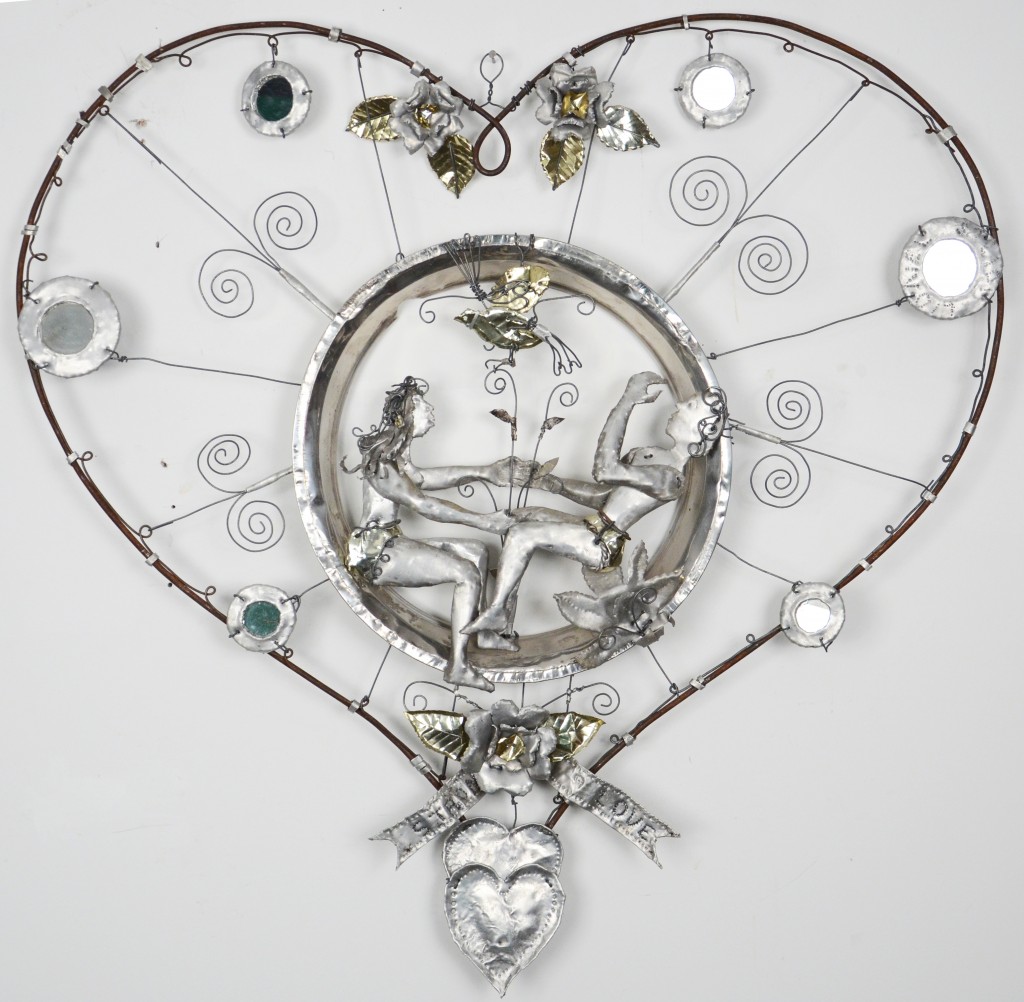 Lionel St. Eloi, Haiti, <em>Love</em>, 1994, cut tin, mirror, wire, Rodman Collection, Ramapo College of New Jersey