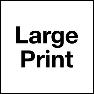 The ADA symbol that large print programs are available.