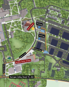 Map of the Berrie Center Parking lots.