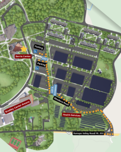 Map leading from Rt 202 to A Lot from the South Entrance.