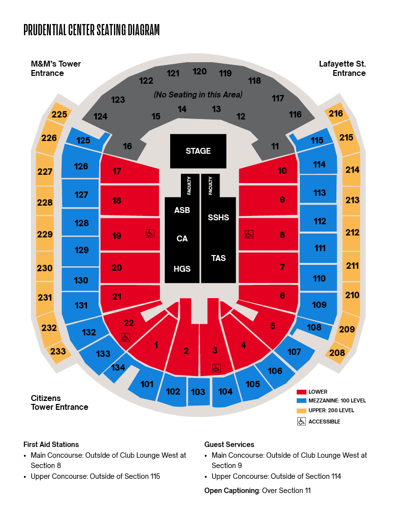 Prudential Center Seating Chart in Newark, NJ