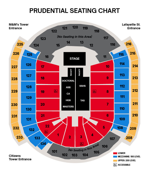 Prudential Center seating cart map