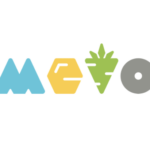 The image shows the word MERO in stylized letters: a blue M, a yellow E, a green R shaped like a carrot, and a gray O resembling a circular object with a hole in the center.