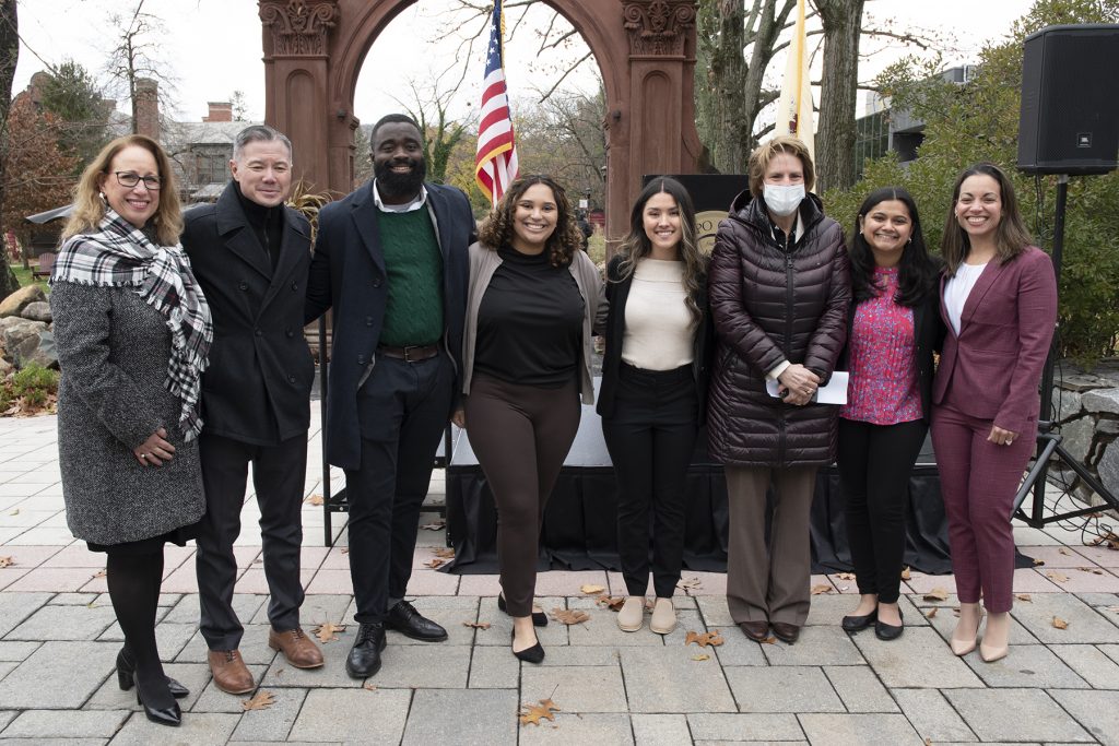 Photo of staff, students, and President Cindy Jebb at the First-Generation College Celebration Proclamation on November 16, 2022