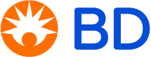 BD Logo with an orange circular sunburst emblem, beside large blue letters “BD.”
