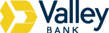 alley Bank logo with a yellow geometric arrow emblem besides dark blue lettering