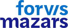 Blue “forvis mazars” logo in bold lowercase lettering, stacked on two lines.