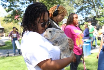 Student with Snickers the Bunny 10-26
