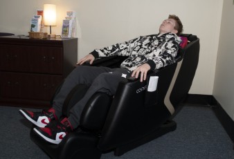 Student in massage chair