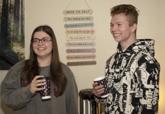 Students drinking tea