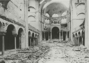 Destroyed interior of the Fasanenstrasse Synagogue Berlin