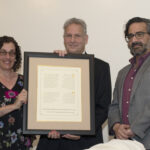 Lois Roman (MST); Peter Safirstein, Chair of the Gross Center Advisory Board, and Director Jacob Labendz