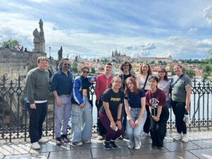 Ramapo Students with Prague Castle and Charles Bridge in the background.