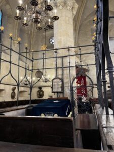 Interior of the Old-New Synagogue in Prague, a 13th century, gothic structure.