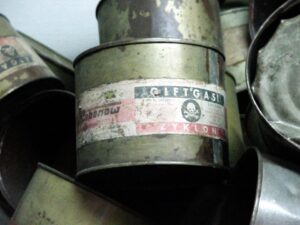 Period picture of Zyklon-B canister