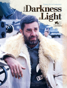 Poster for "From Darkness to Light" featuring a picture of Jerry Lewis in his 30, with a beard, and wearing a fur trimmed coat.