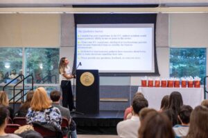 Honors Student Alexa Vazquez Presenting her research Communication with Intubated and Tracheostomy Patients in the Intensive Care Unit