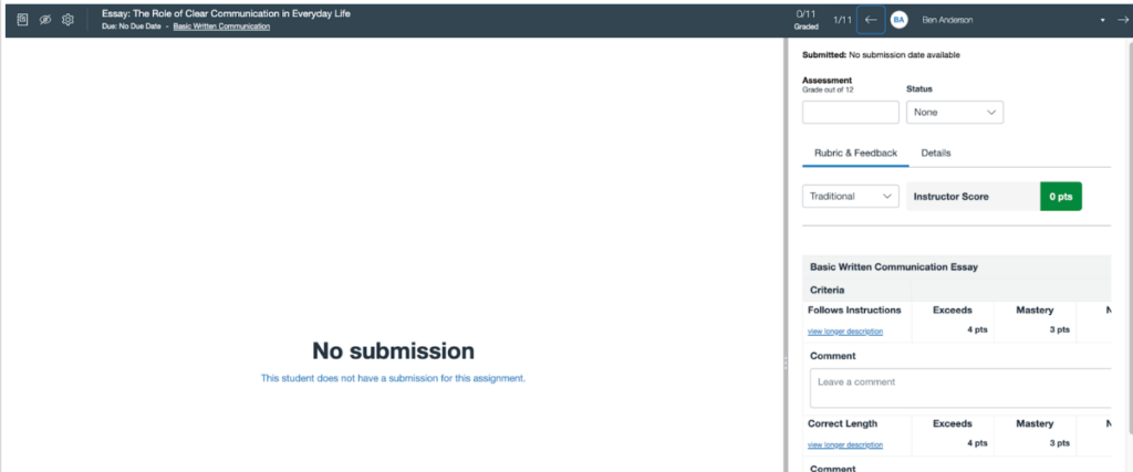 No submmissions alert in Speedgrader