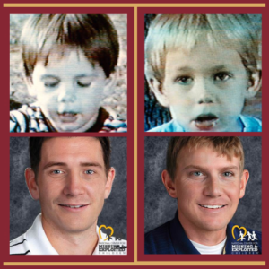Images of CJ and Billy Vosseler as young children and age progressed photos provided by NCMEC