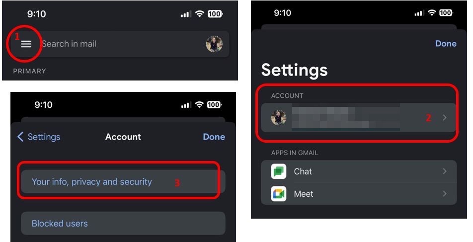 Google Account Settings screenshot