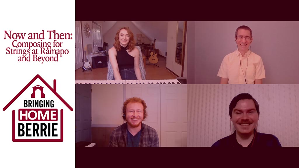Screen shot of four people discussing Bringing Home Berrie “Now and Then”