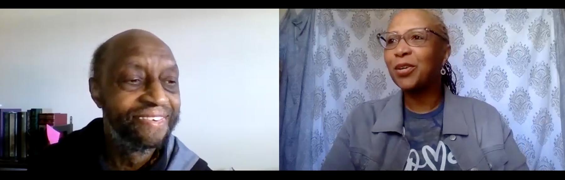 Ralph Cash '74 and Professor Regina Clark in a virtual setting