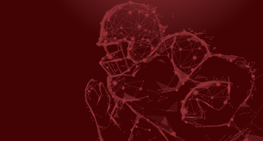 Football Player outline made of data