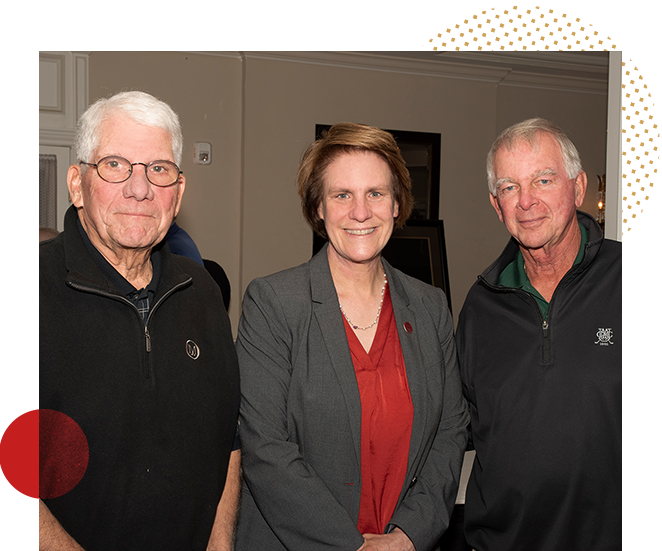 President Jebb, center, with Ralph Mastrangelo, left, and Tom Srednicki, right.