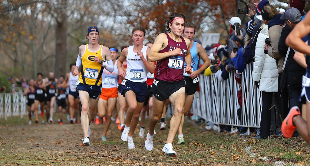 Runners in a group, running