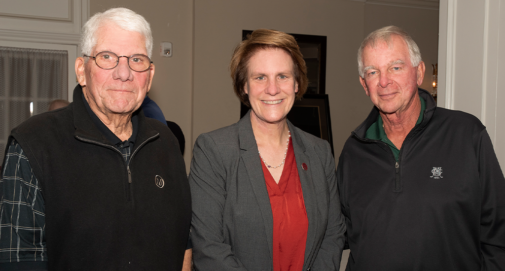 President Jebb, center, with Ralph Mastrangelo, left, and Tom Srednicki, right.