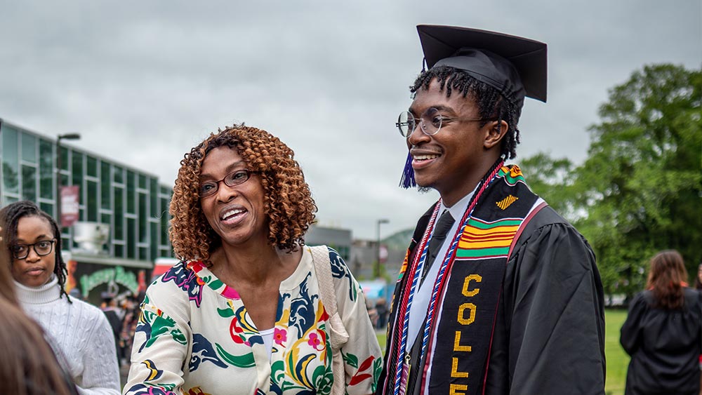 Graduating Ramapo College student with his mother