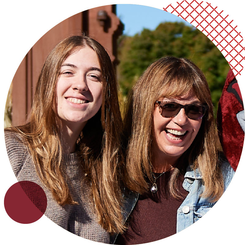 Kayla Brand ’25 and her mother during Homecoming 2024.
