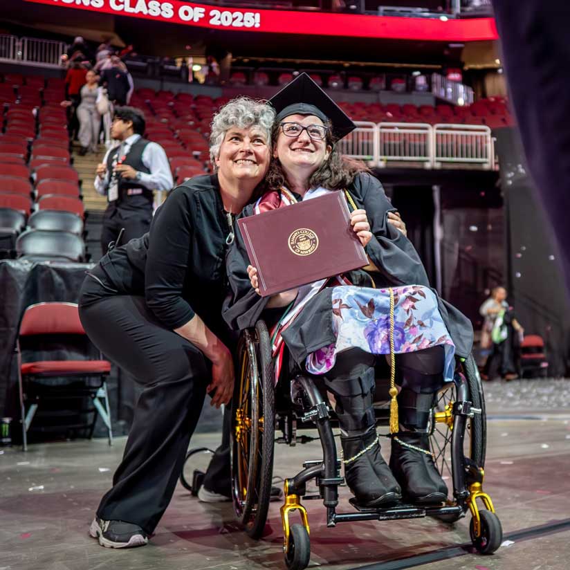 Nappi and Trish Laprey at Ramapo’s 2025 Commencement ceremony.
