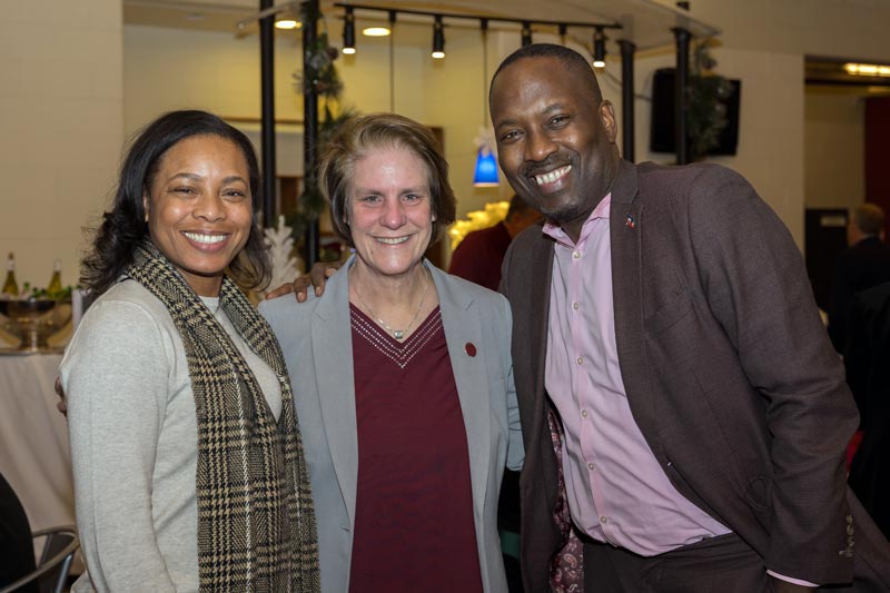 Ramapo College's Present Jebb standing with Donors