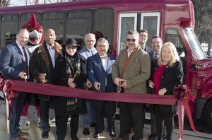 Ribbon-cutting ceremony at the new shuttle launch