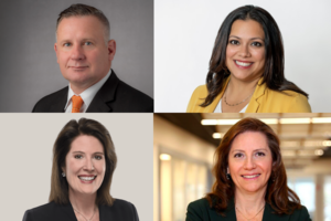 A quartet of headshots of the 2026 DCG honorees: Top left Matthew Carcich, top right Kelly Velasquez-Carcich. Bottom left The Honorable Holly Schepisi and bottom right Susan Osgood