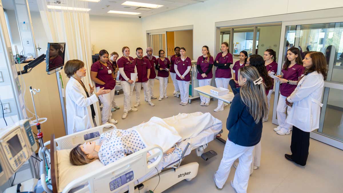 Room view of the nursing students in the simulation lab