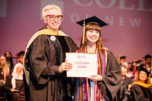 Director Augis and College Honors Award recipient Katherine Andino