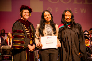 President Jebb, Lee Sennish Award recipient Anayeli Hernandez-Garcia, Asst. Director Marie-Danielle Attis