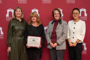 Kathleen Ray (Chair of the 2025 Jack Richardson Award), Rikki Abzug (recipient), President Jebb, Vice Provost Shim 