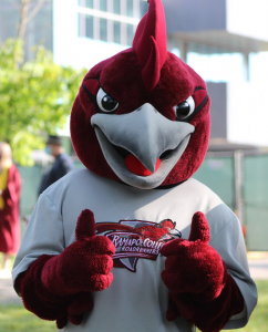 RCNJ mascot Rocky giving a double thumbs up