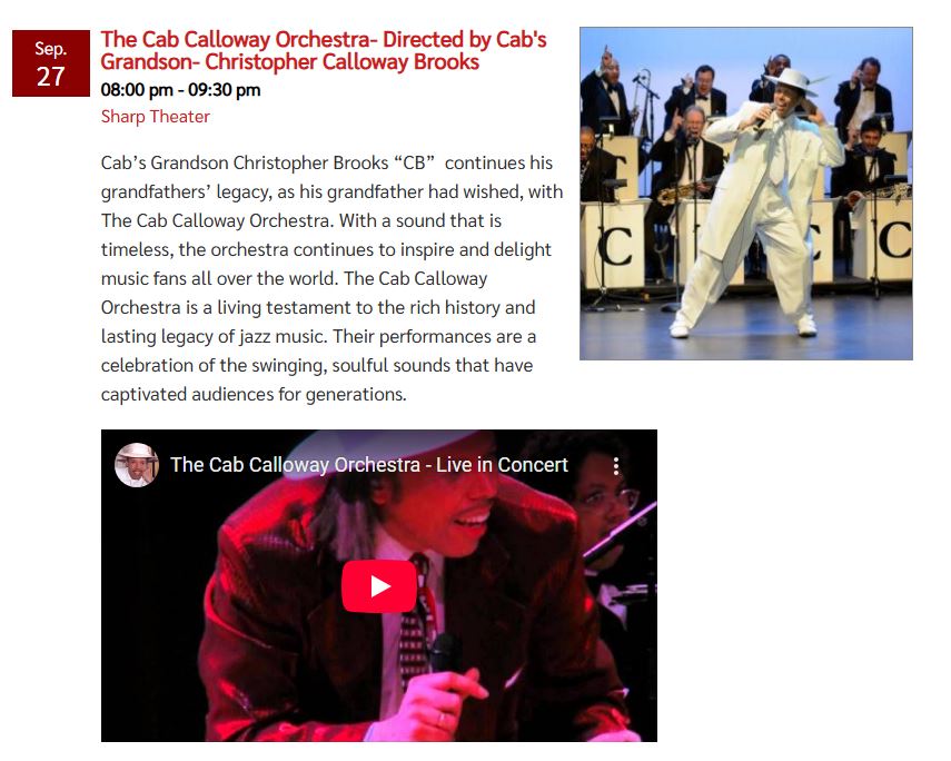 Cab Calloway Orchestra September 27 2025