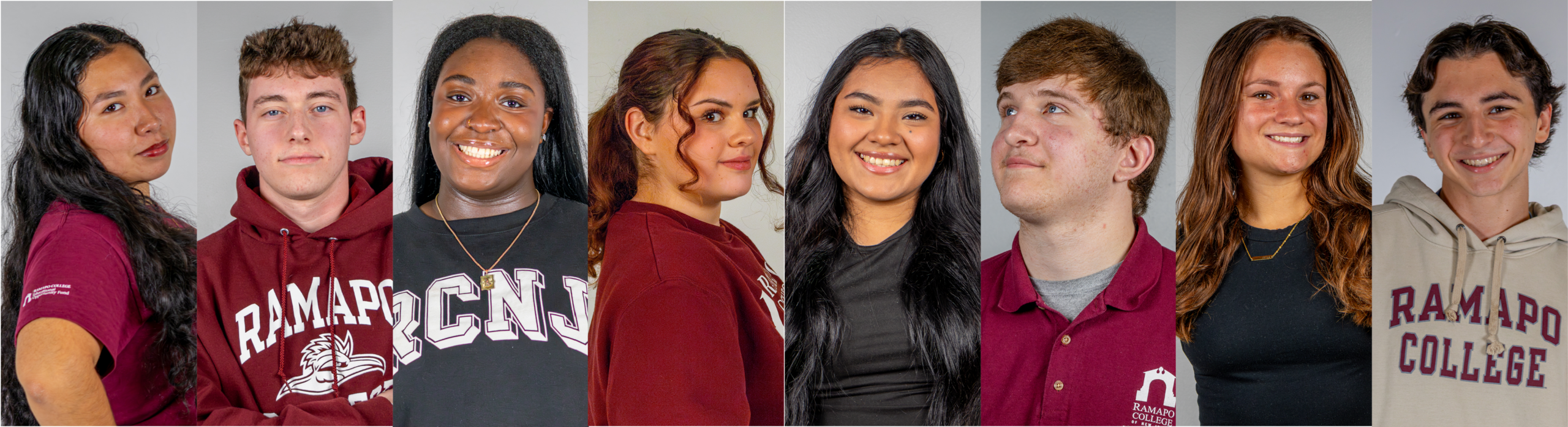 Headshots of 8 Ramapo College student influencers