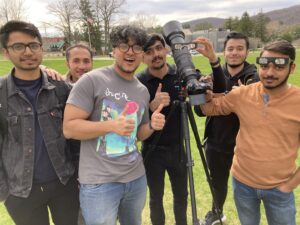 Physics Club Students with Telescope